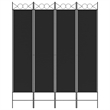 vidaXL 4-Panel Room Divider in Black Fabric