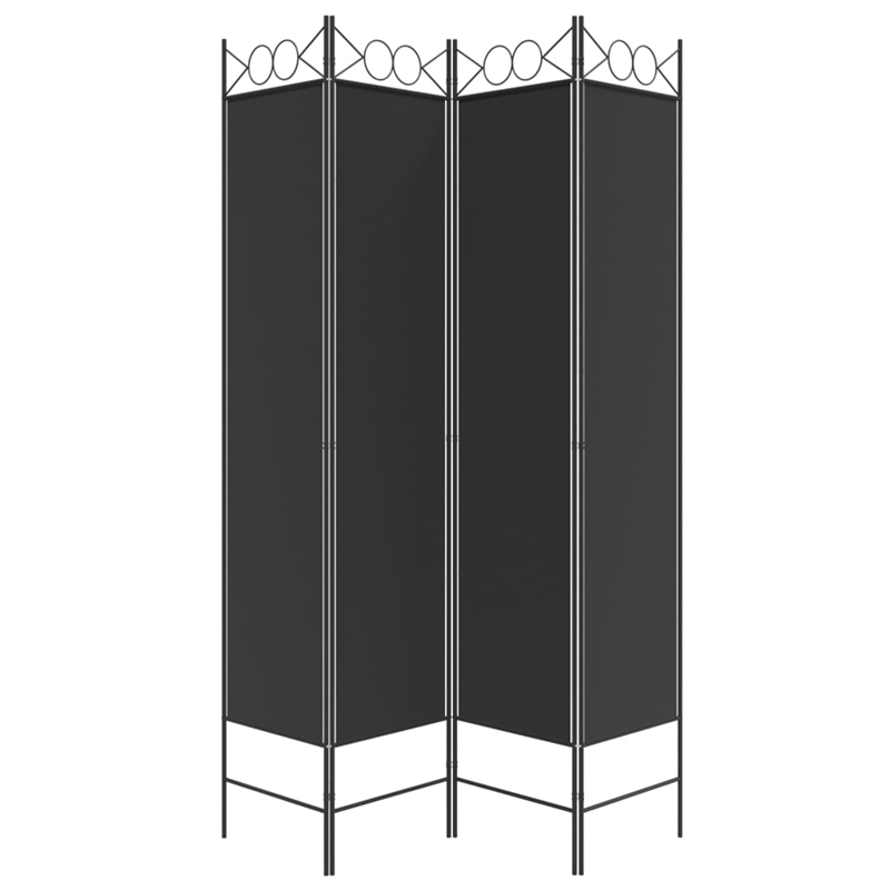 vidaXL 4-Panel Room Divider in Black Fabric