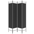 vidaXL 4-Panel Room Divider in Black Fabric