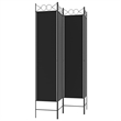 vidaXL 4-Panel Room Divider in Black Fabric