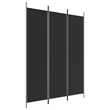 vidaXL 3-Panel Room Divider in Black Fabric