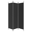 vidaXL 3-Panel Room Divider in Black Fabric