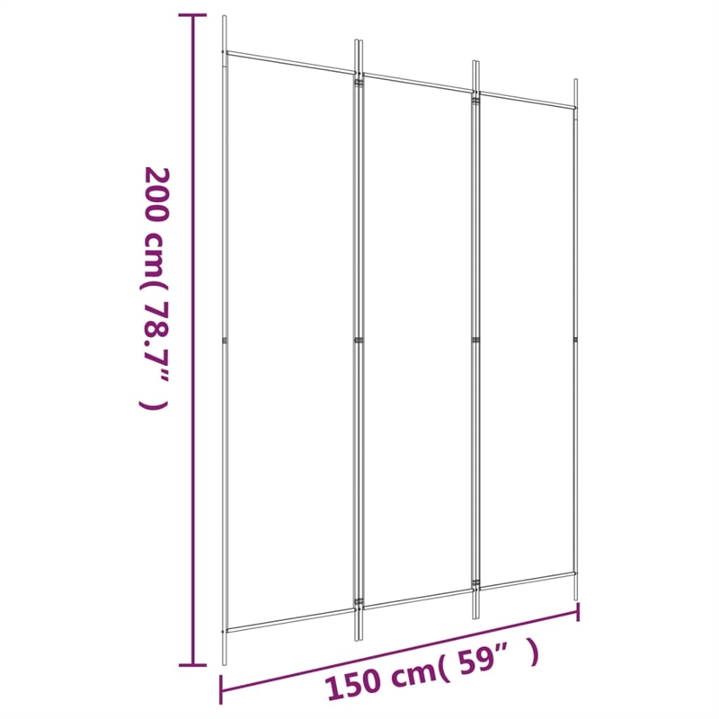 vidaXL 3-Panel Room Divider in Black Fabric
