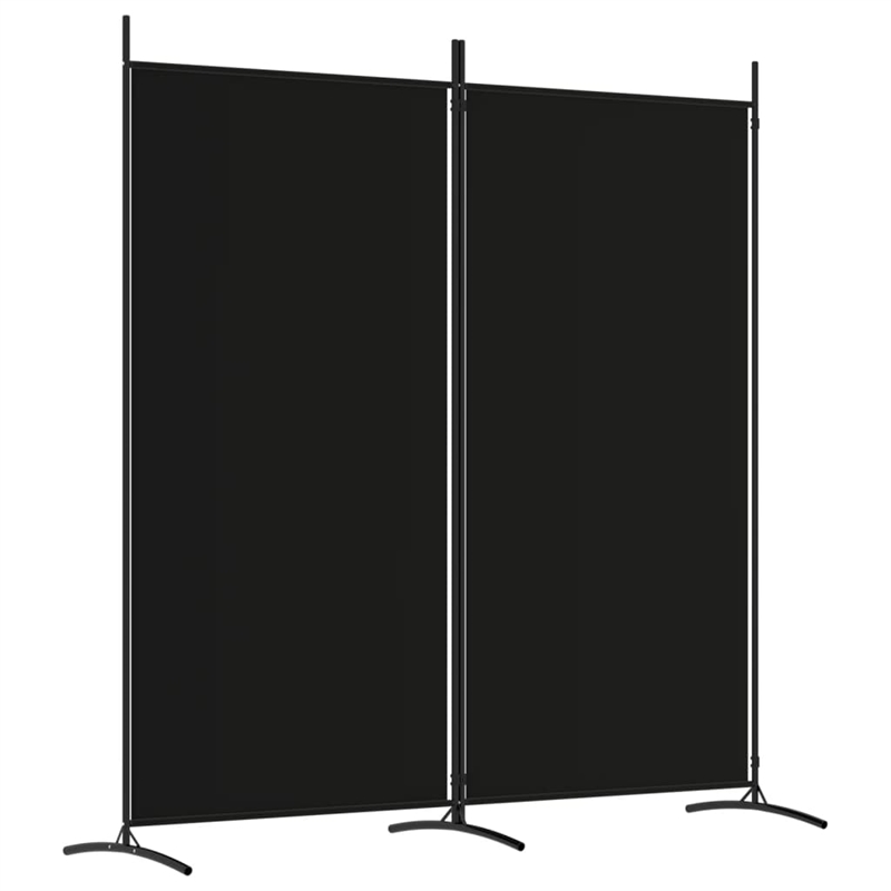 vidaXL 2-Panel Room Divider in Black Fabric