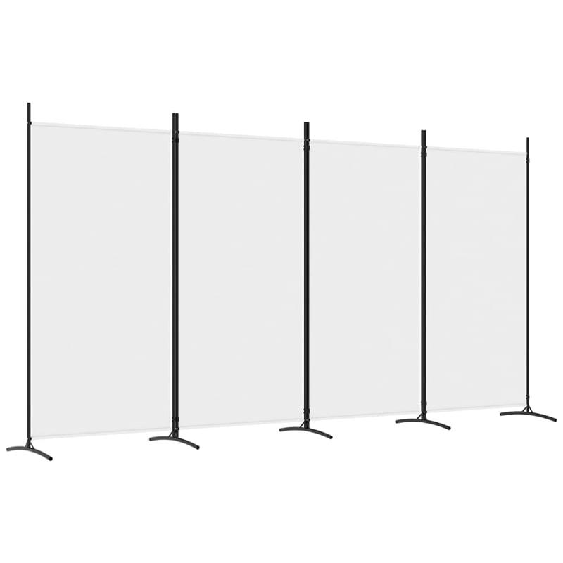vidaXL 4-Panel Room Divider in White Fabric