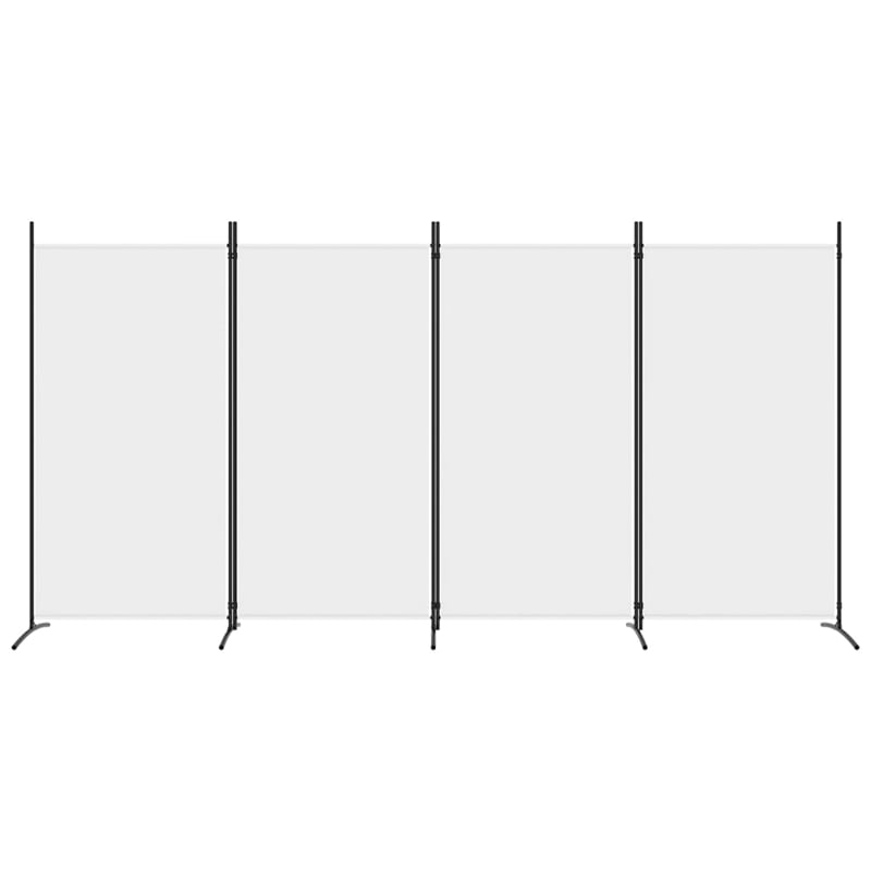 vidaXL 4-Panel Room Divider in White Fabric