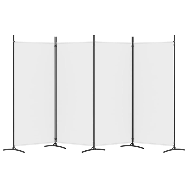 vidaXL 4-Panel Room Divider in White Fabric