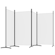 vidaXL 4-Panel Room Divider in White Fabric