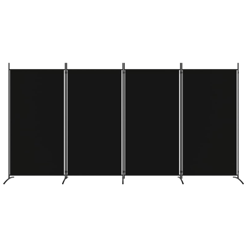 vidaXL 4-Panel Room Divider in Black Fabric