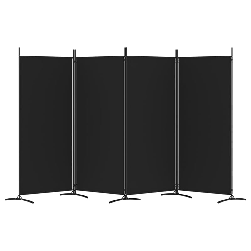 vidaXL 4-Panel Room Divider in Black Fabric