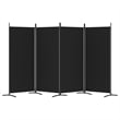 vidaXL 4-Panel Room Divider in Black Fabric