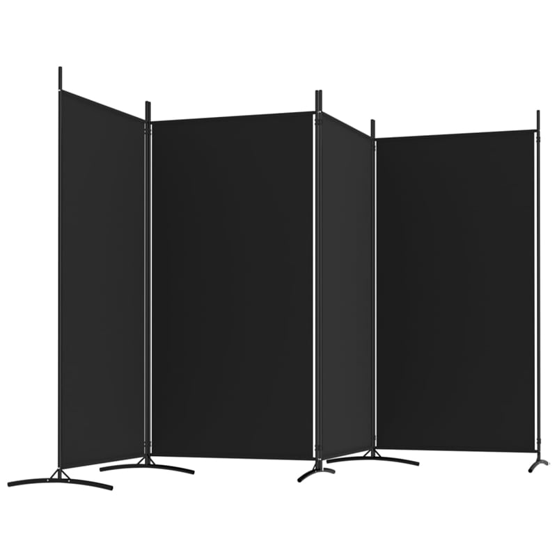 vidaXL 4-Panel Room Divider in Black Fabric