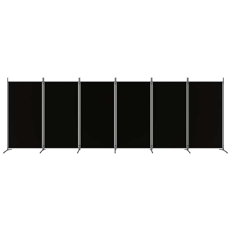 vidaXL 6-Panel Room Divider in Black Fabric