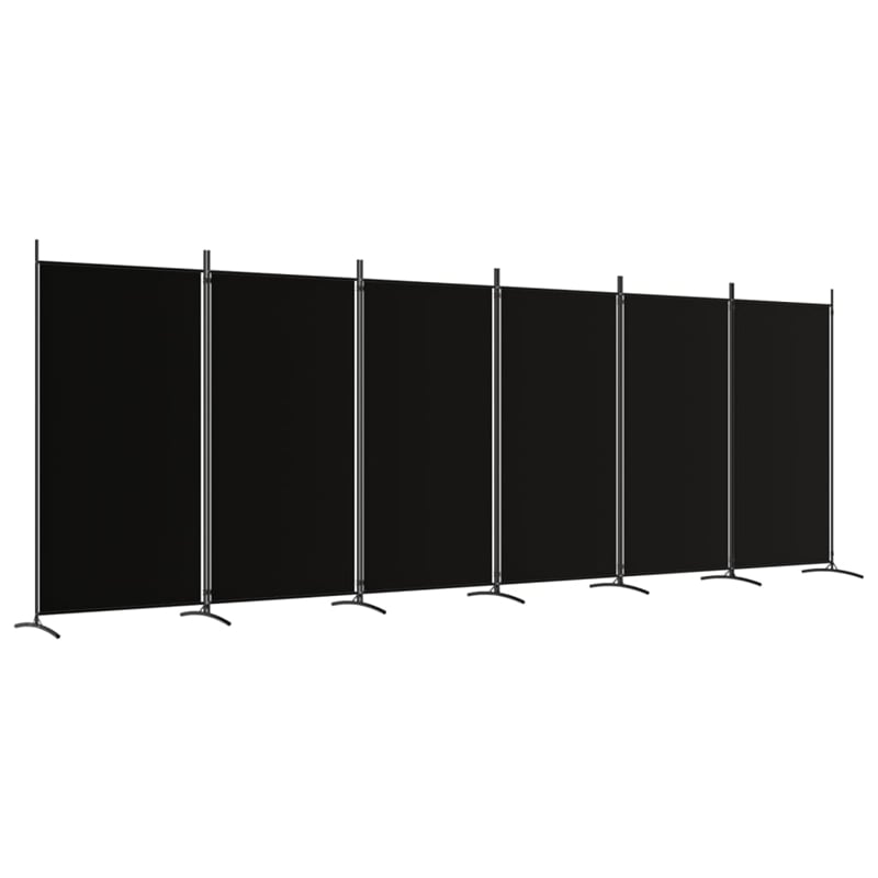 vidaXL 6-Panel Room Divider in Black Fabric