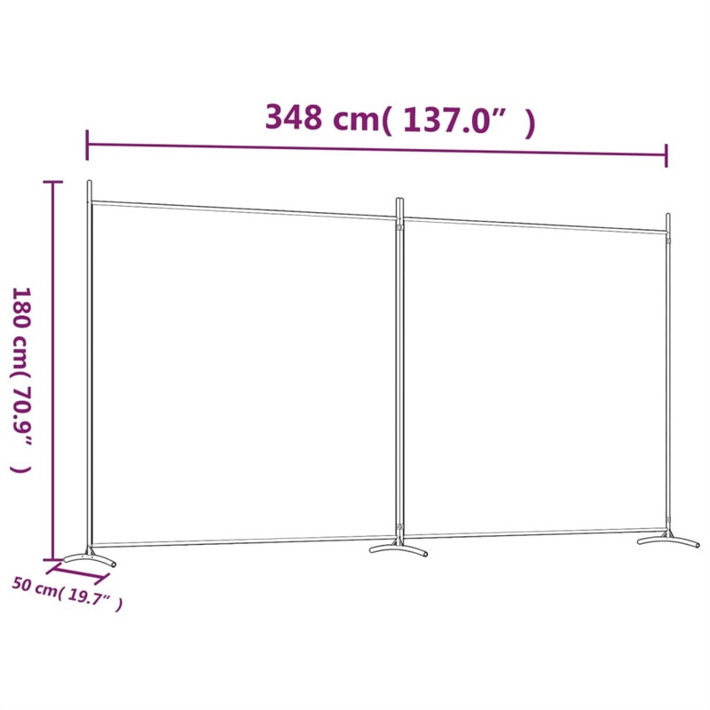 vidaXL 2-Panel Room Divider in Black Fabric