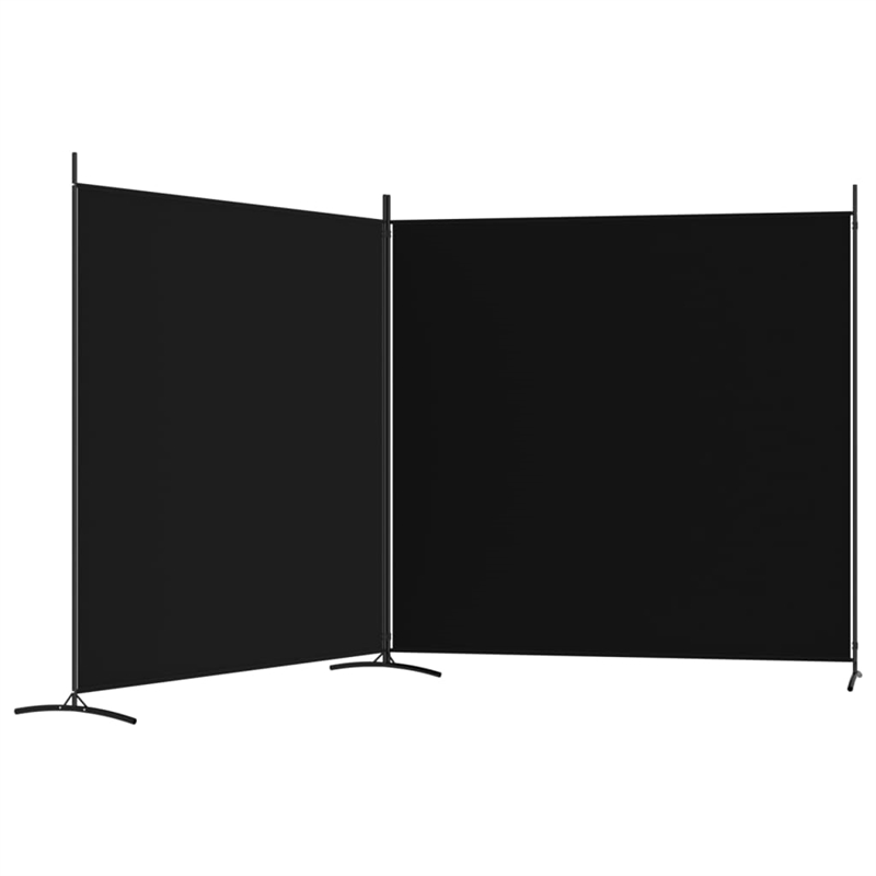 vidaXL 2-Panel Room Divider in Black Fabric