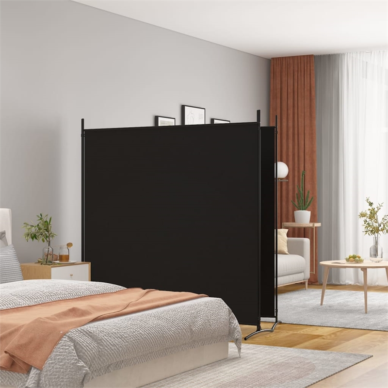 vidaXL 2-Panel Room Divider in Black Fabric