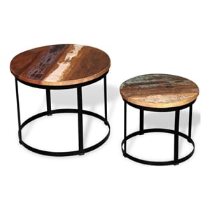 vidaXL Solid Reclaimed Wood and Iron Coffee Table in Brown and Black