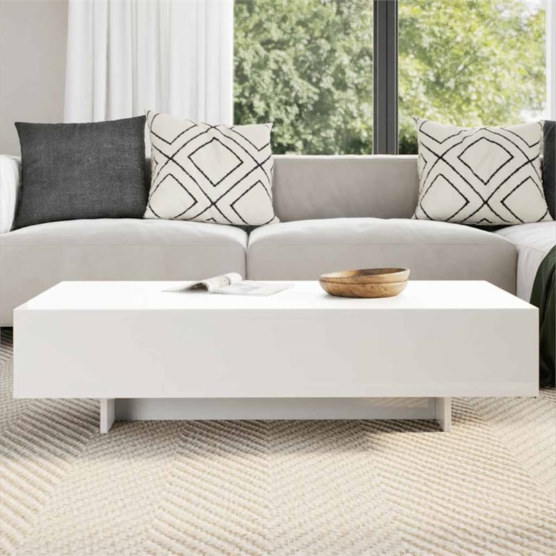 vidaXL MDF with High Gloss Finish Coffee Table in White