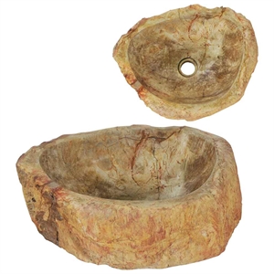 vidaXL Sink 17.7&quotx13.8&quotx5.9&quot Fossil Stone Sink in Cream
