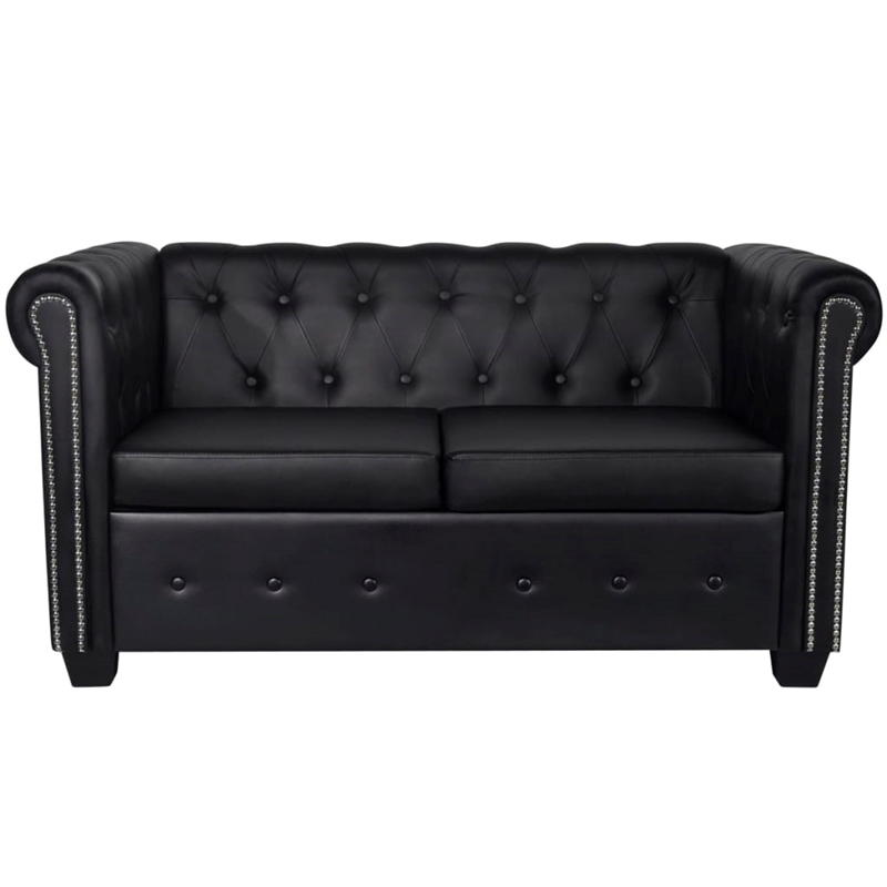 Vidaxl 2-Seater Sofa in Black Faux Leather
