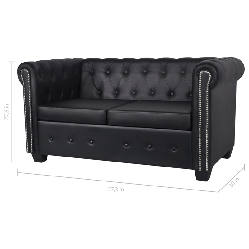 Vidaxl 2-Seater Sofa in Black Faux Leather