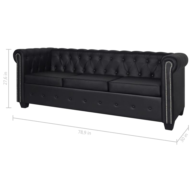 Vidaxl 3-Seater Sofa in Black Artificial Leather