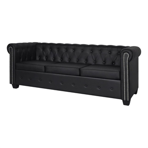 Vidaxl 3-Seater Sofa in Black Artificial Leather