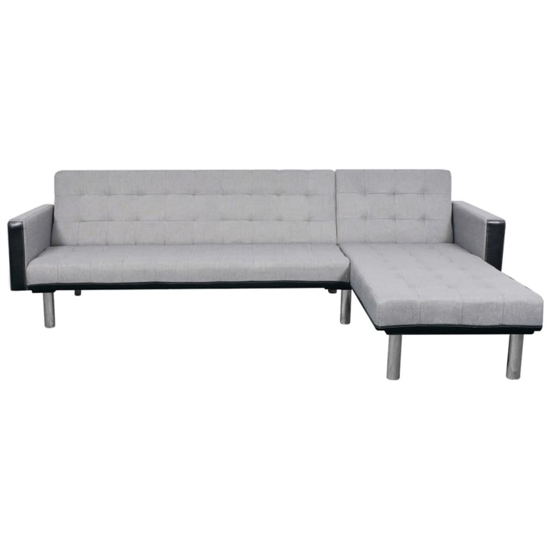 Vidaxl Wooden Frame Sofa in Black And Grey Polyester Fabric
