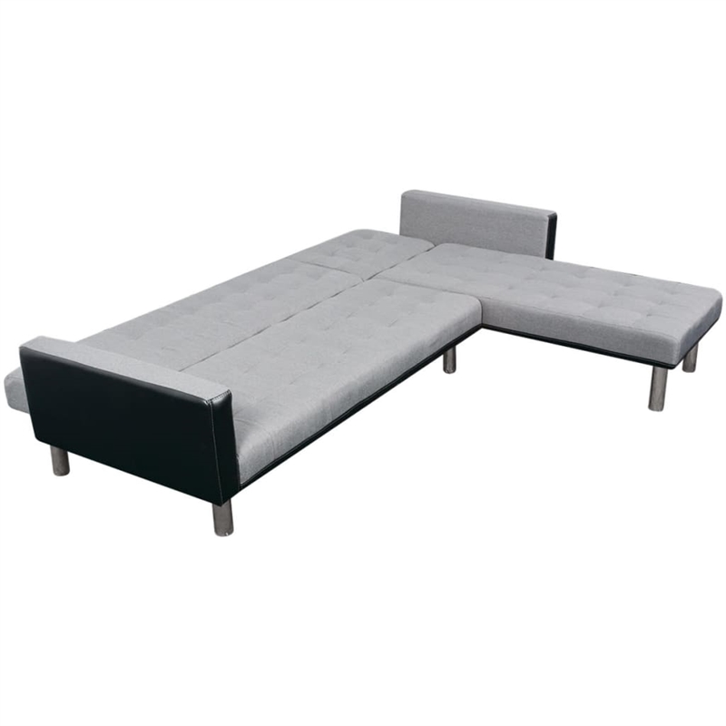 Vidaxl Wooden Frame Sofa in Black And Grey Polyester Fabric