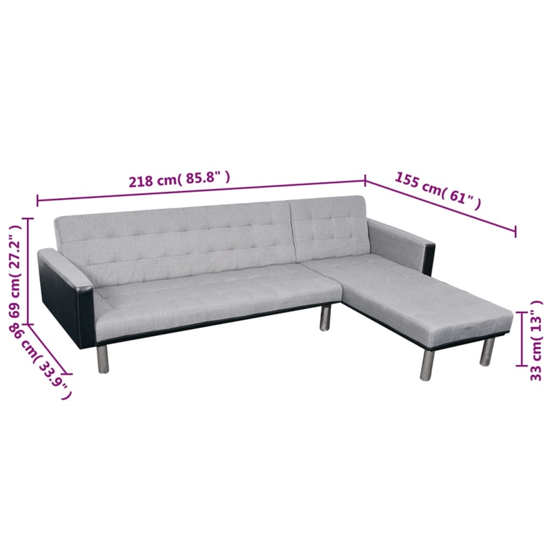 Vidaxl Wooden Frame Sofa in Black And Grey Polyester Fabric