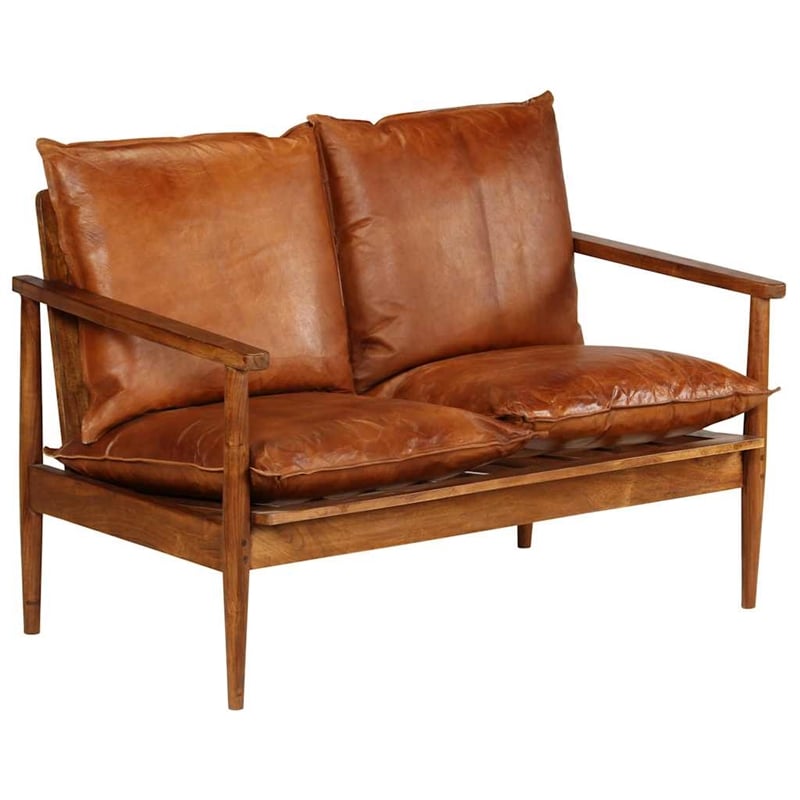 Vidaxl Durable Rectangular 2-Seater Sofa in Brown