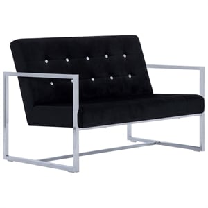 Vidaxl Modern Medium Loveseat in Black Polyester
