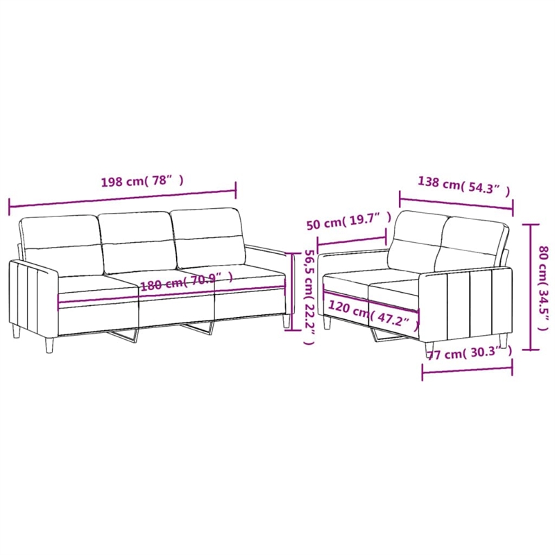 Vidaxl Metal Sofa Set in Dark Grey Polyester Fabric