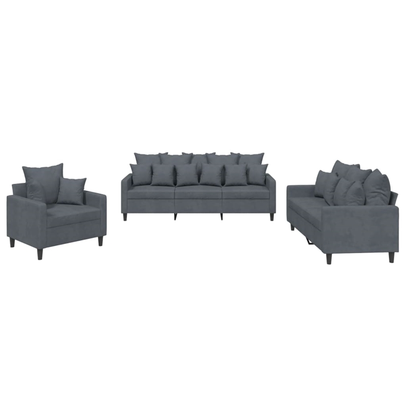 Vidaxl Metal Sofa Set in Dark Grey Polyester