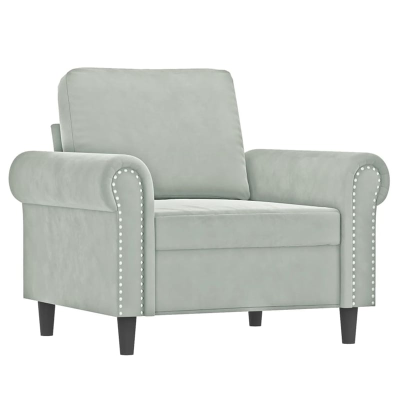 Vidaxl Large Metal Sofa Set in Light Gray Polyester Velvet