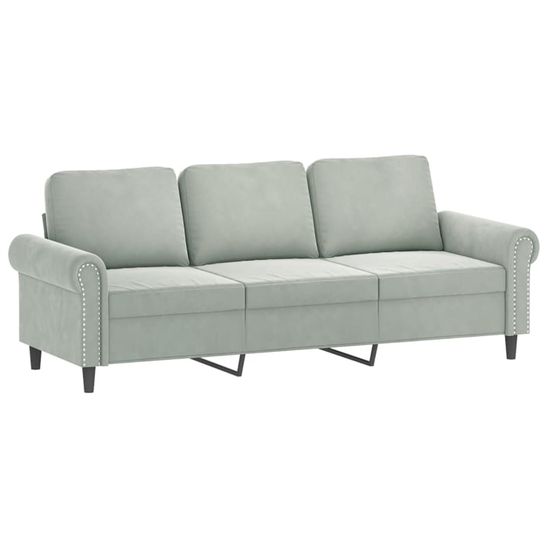 Vidaxl Large Metal Sofa Set in Light Gray Polyester Velvet