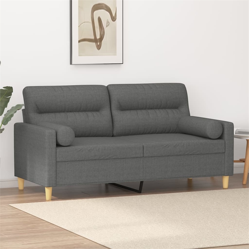 Vidaxl Metal 2-Seater Sofa in Dark Grey Polyester