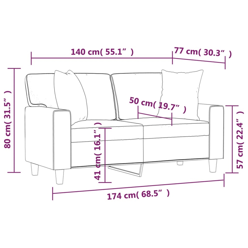 Vidaxl 2-Seater Sofa in Black