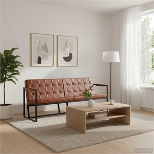 Vidaxl Meatal 3-Seater Sofa Brown in Goat Leather