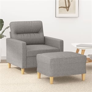 Vidaxl Single Sofa Chair with Footstool in Light Grey
