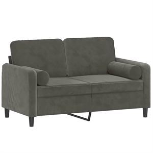 Vidaxl 47.2&quot Velvet 2-Seater Sofa with Pillows & Cushions in Dark Gray