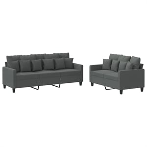 Vidaxl Large Rectangular Sofa Set in Dark Gray Polyester