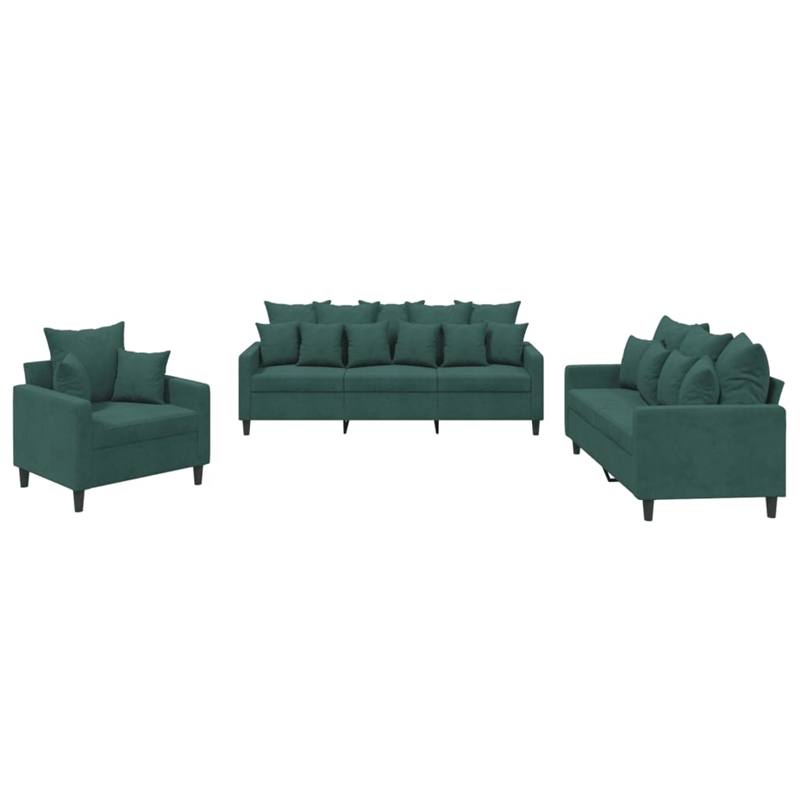Vidaxl Medium Metal Sofa Set in Dark Green Velvet
