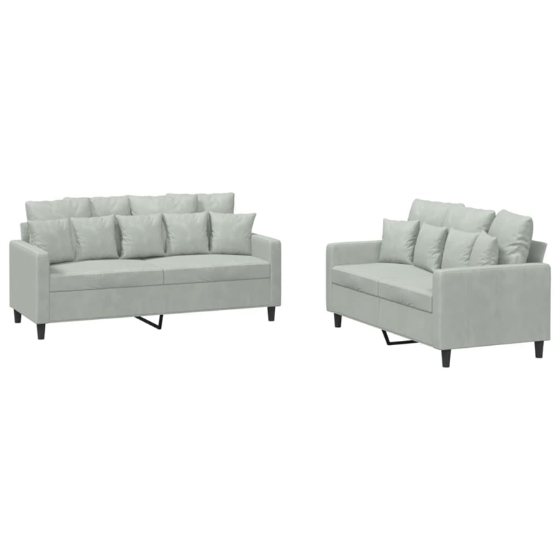 Vidaxl Medium Metal Sofa Set in Light Green Velvet