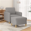 Vidaxl Single Sofa Chair with Footstool in Light Grey Polyester