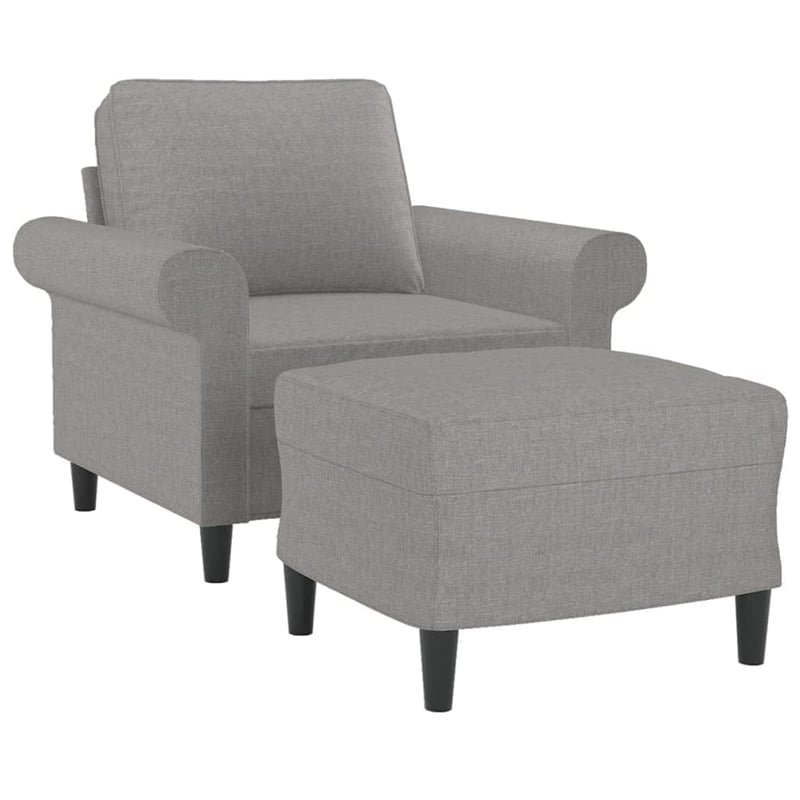 Vidaxl Single Sofa Chair with Footstool in Light Grey