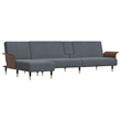 Vidaxl Large Foldable Modern L-Shaped Sofa Bed in Dark Grey Velvet