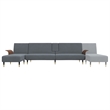 Vidaxl Large Foldable Modern L-Shaped Sofa Bed in Dark Grey Velvet