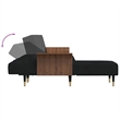Vidaxl Large Adjustable Armrests L-Shaped Sofa Bed in Black Velvet